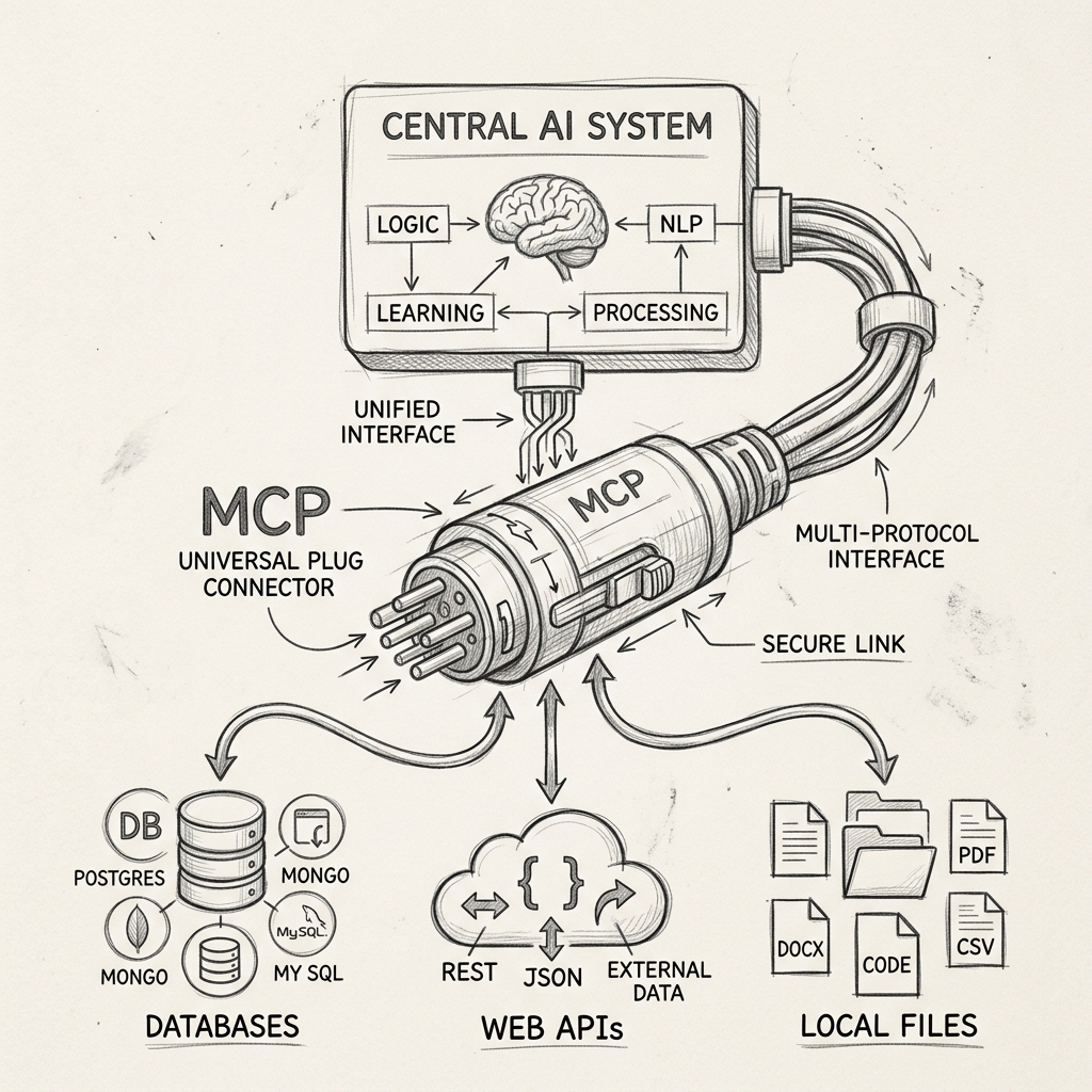 Pencil sketch illustration of Model Context Protocol